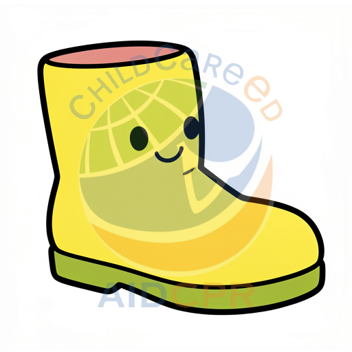 Yellow boot with smiling face