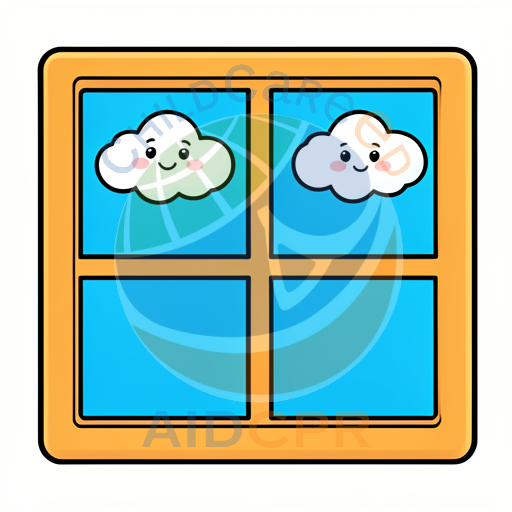 Cute clouds smiling through window panes