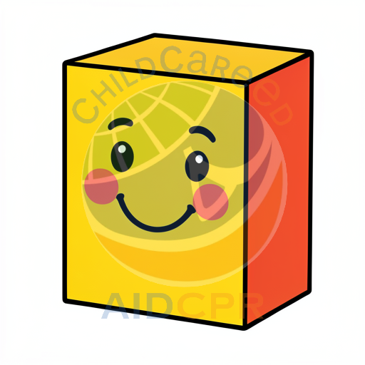 Happy yellow cube with smiling face