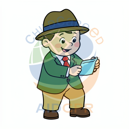 Boy in hat reading blue book