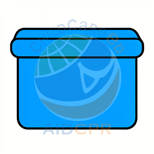 Blue plastic bin with lid closed