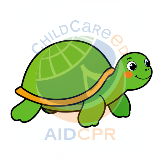Happy green turtle with orange shell