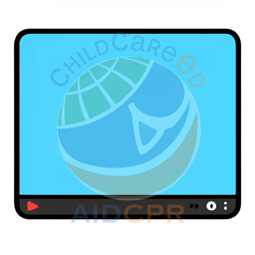 Blue screen video player with red play button