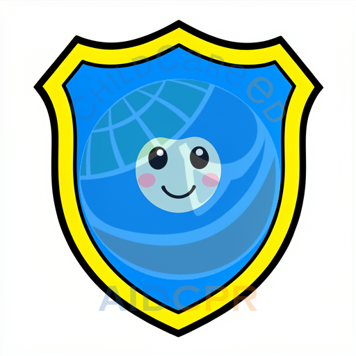 Blue shield with smiling face
