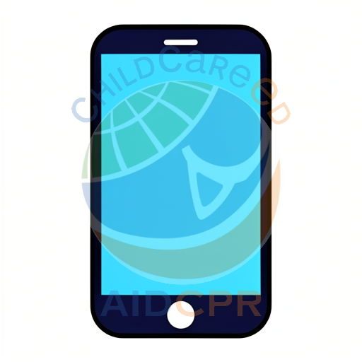 Blue smartphone with home button