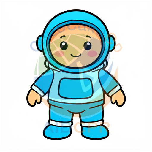 Happy space explorer with rosy cheeks