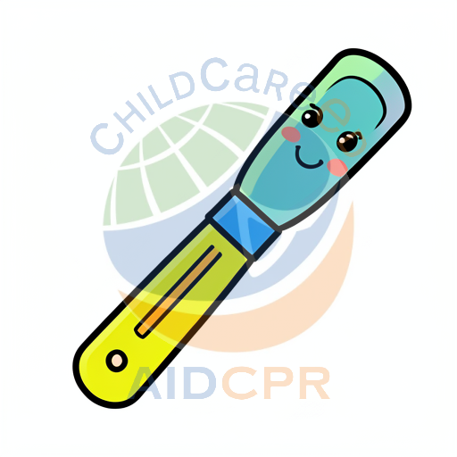 Happy thermometer checking child's temperature