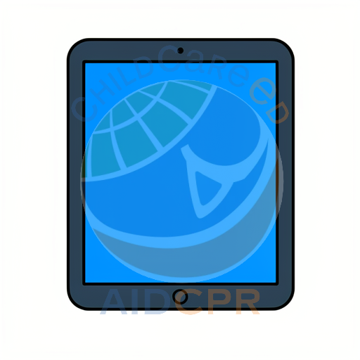 Blue tablet screen for young learners