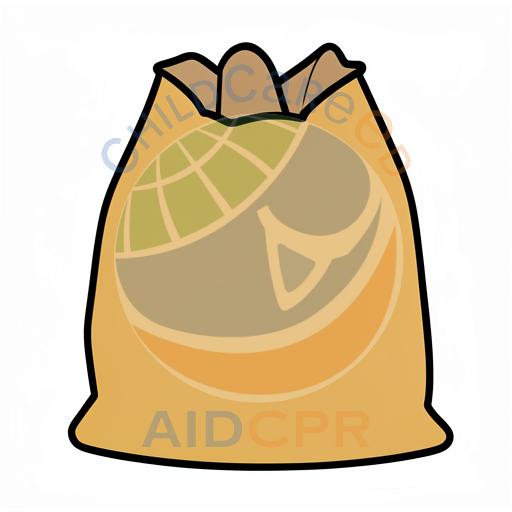 Open brown sack with drawstring top