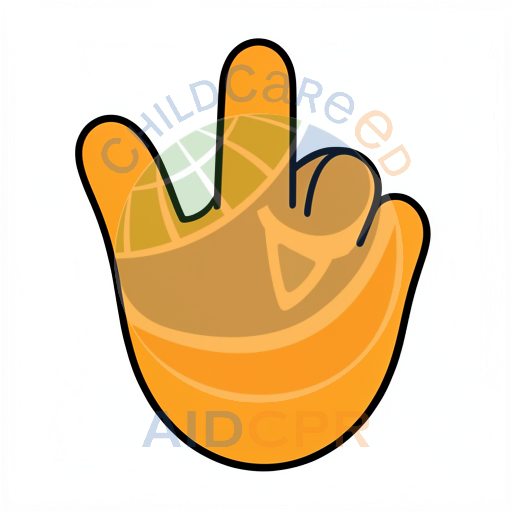 Orange hand with open palm facing forward