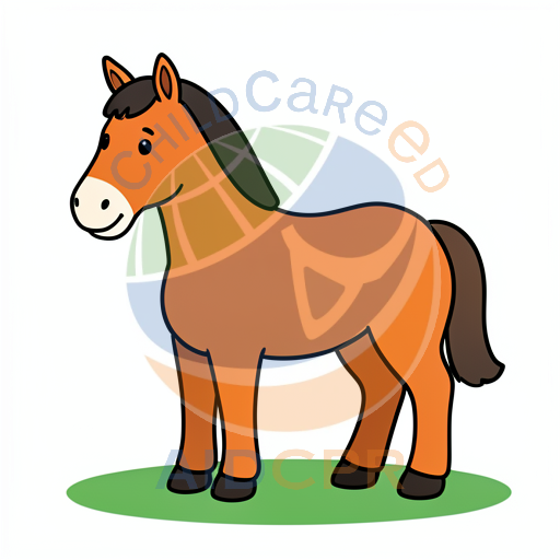 Orange horse standing on grass patch coloring page - ChildCareEd