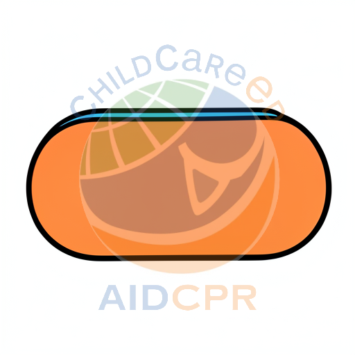 Orange oval button with blue highlight