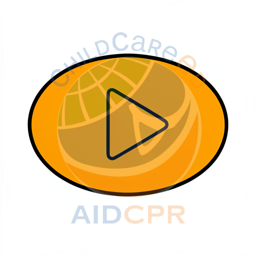 Orange oval play button with triangle