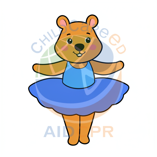 Adorable bear performing ballet pose