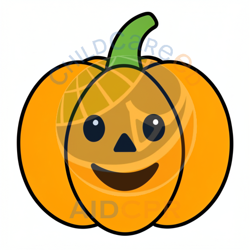 Orange pumpkin with cheerful face expression