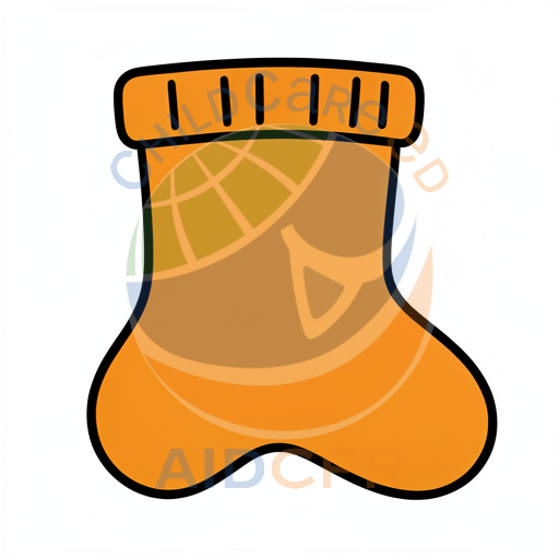 Orange sock with ribbed cuff