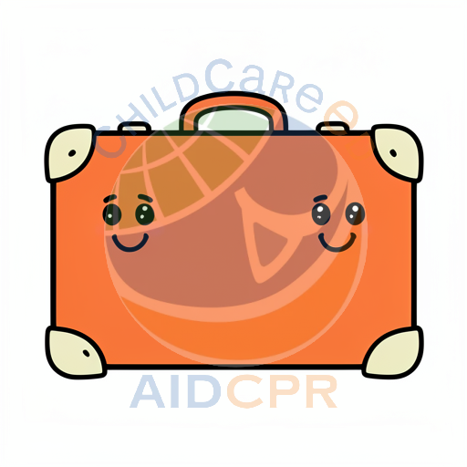 Orange suitcase with two smiling faces