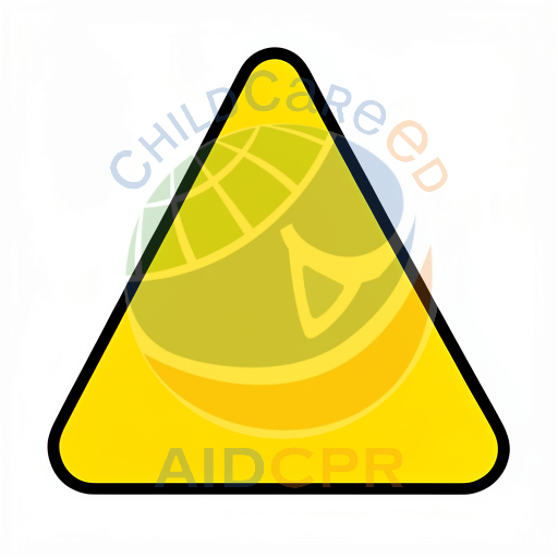 Bold yellow alert symbol with sharp pointed tip