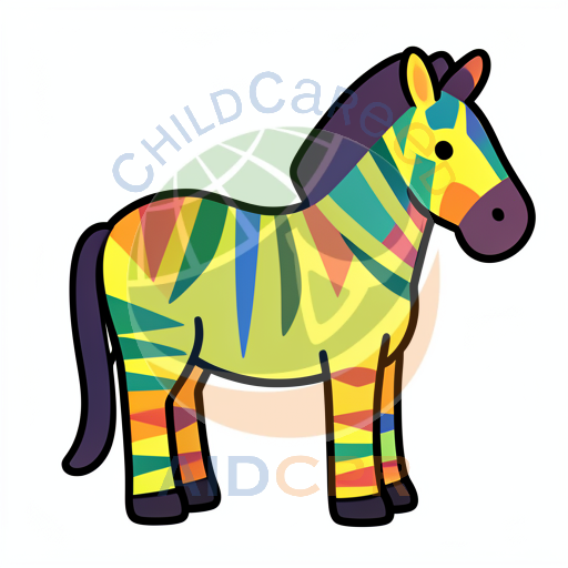 Playful zebra with multicolored patterned body