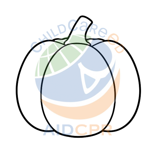 Pumpkin showing three rounded sections coloring page