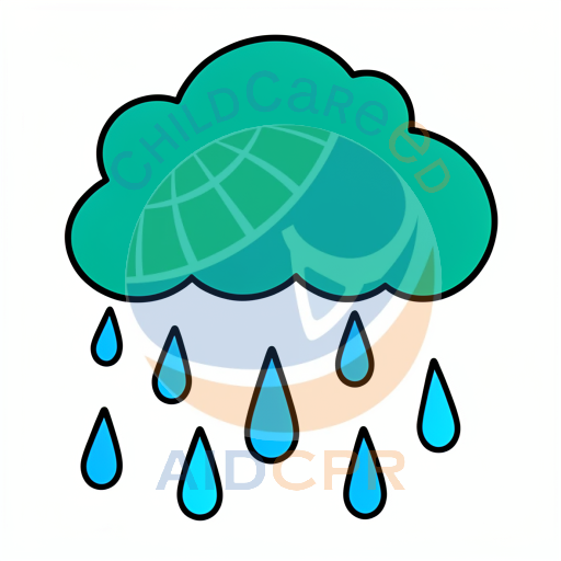 Raindrops falling from a green cloud