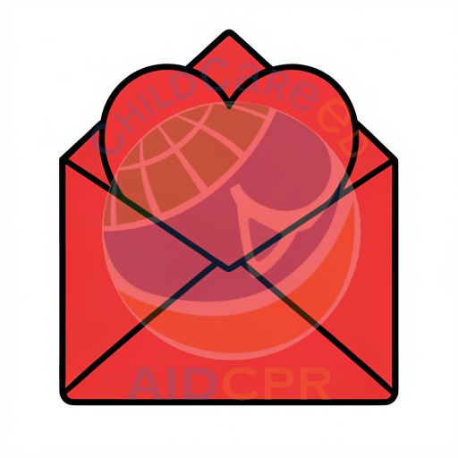 Red heart inside open envelope