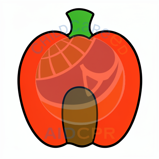 Red pepper with green stem