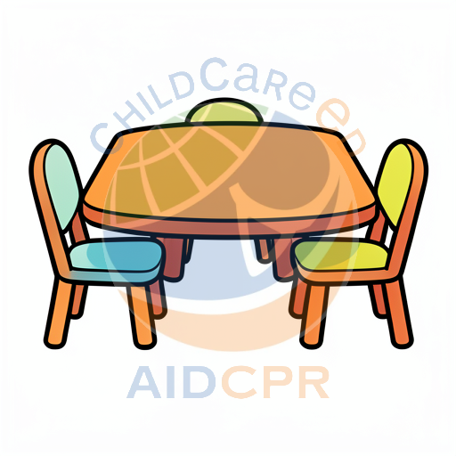 Round orange table with two chairs - ChildCareEd