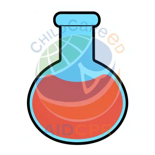 Science flask with red liquid inside