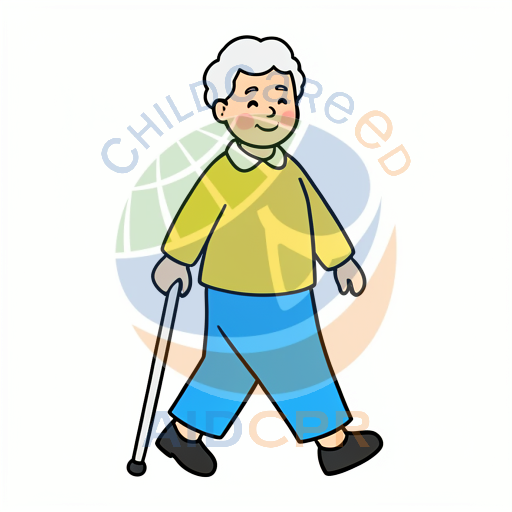 Senior lady using walking stick