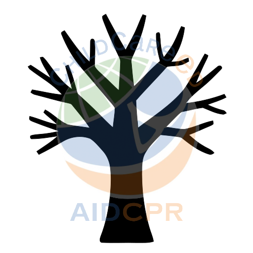 Simple brown tree with bare branches silhouette