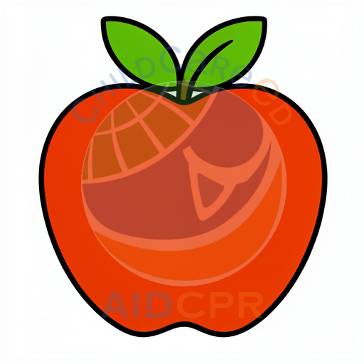 Simple cartoon apple with two leafy stems
