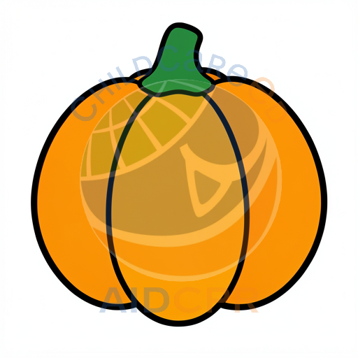 Simple cartoon pumpkin with stem