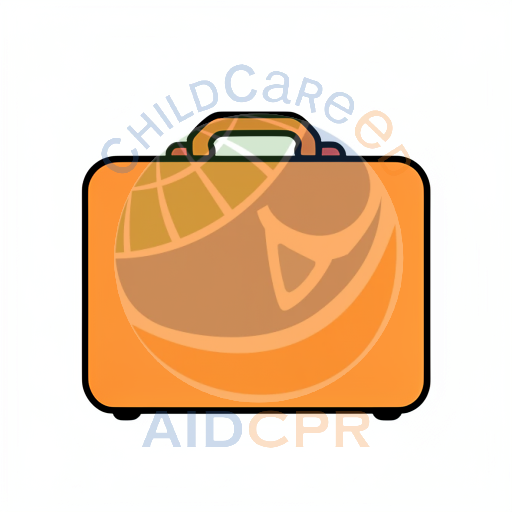 Simple orange suitcase with handle