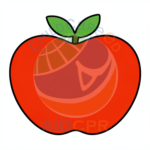 Simple red apple with leafy stem
