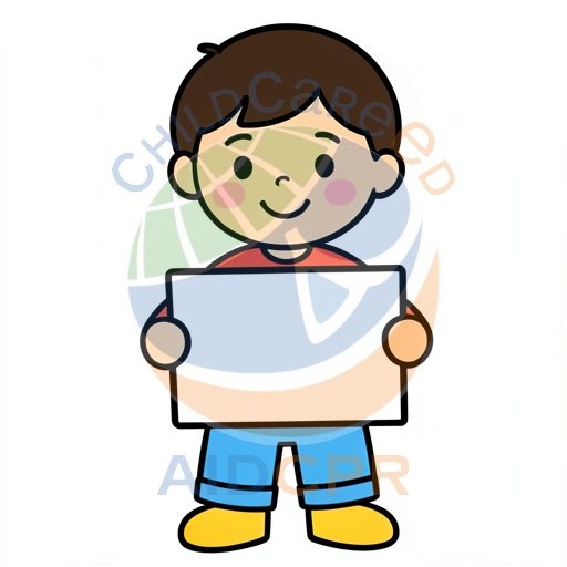 Smiling boy presenting empty board coloring page - ChildCareEd