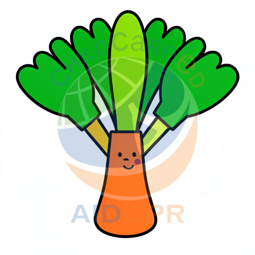 Smiling orange vegetable with leafy crown