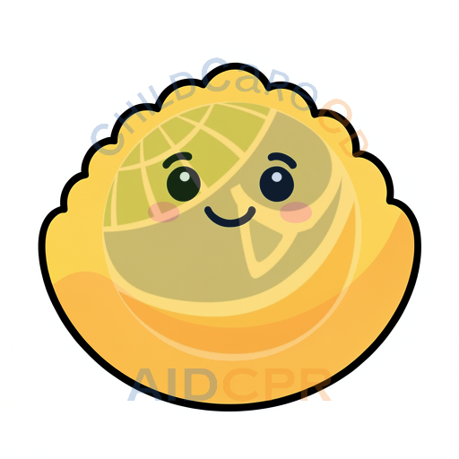 Smiling round character with simple features