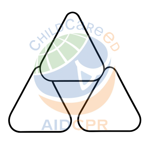 Three blue triangles forming a triangle pattern silhouette - ChildCareEd