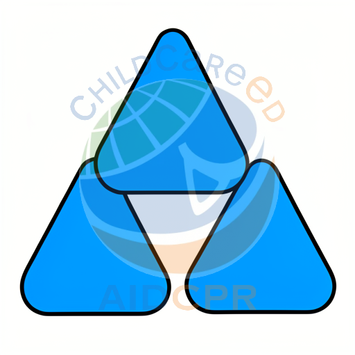 Three blue triangles forming a triangle pattern silhouette - ChildCareEd