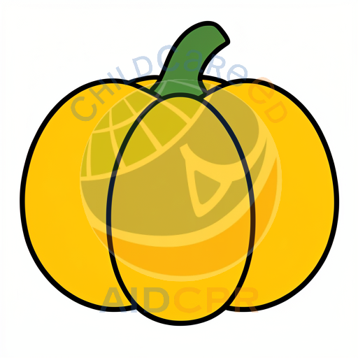 Three-section pumpkin with curved stem