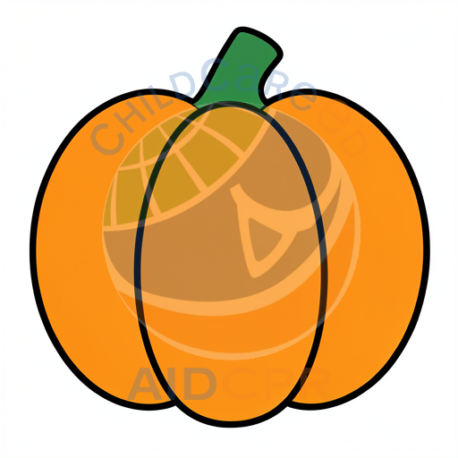 Three-sectioned pumpkin with curved stem