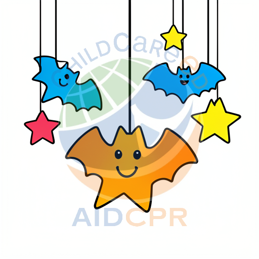 Three smiling bats hanging from strings silhouette - ChildCareEd