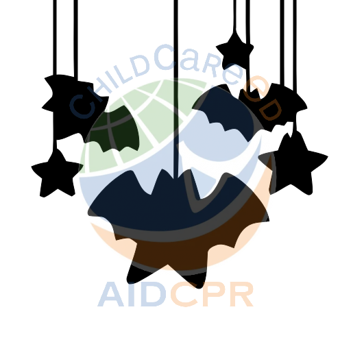 Three smiling bats hanging from strings silhouette - ChildCareEd