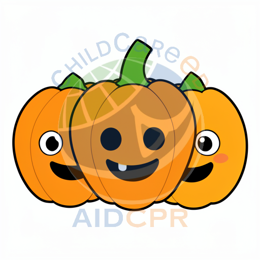 Three smiling pumpkins with green stems
