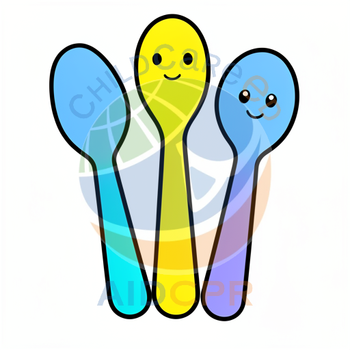 Three smiling spoons standing together