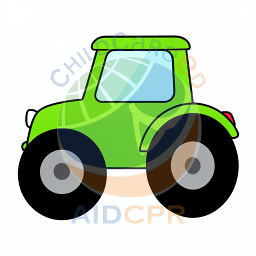 Tractor driving with light blue window