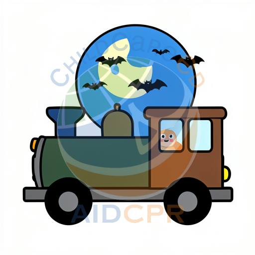 Train with cute sloth under moon
