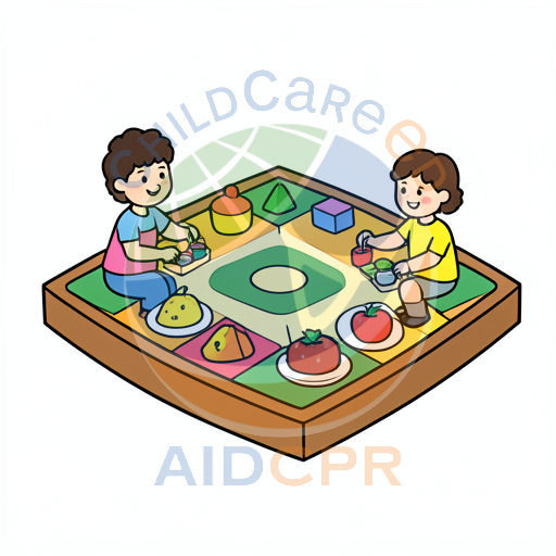 Two children playing with shape blocks at table
