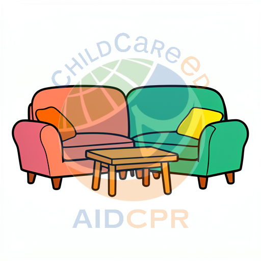 Two colorful sofas with pillows and coffee table